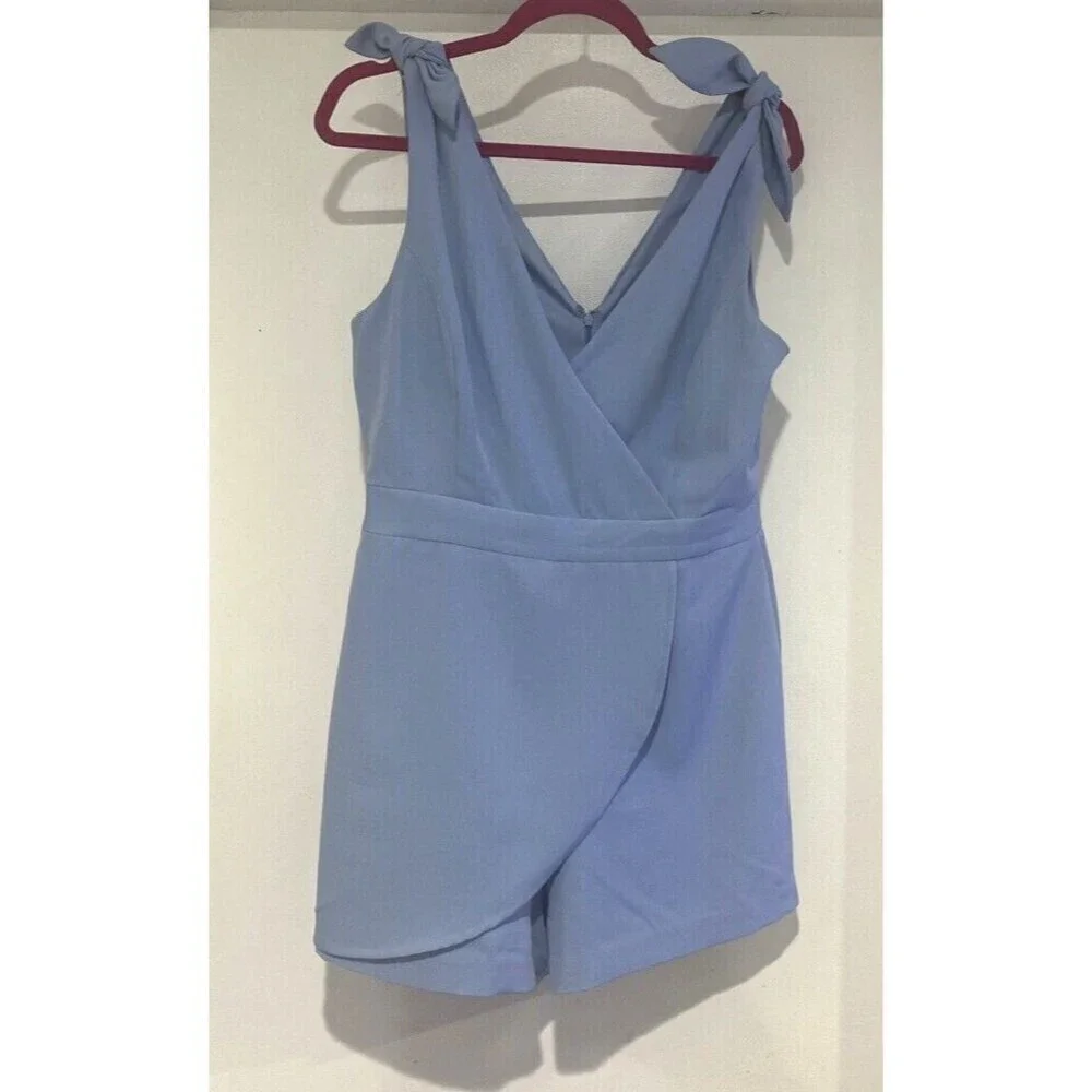 BCBGeneration Womens Slim Fit Sleeveless Tie Strap Skort Romper Size Medium Blue - Picture 4 of 12